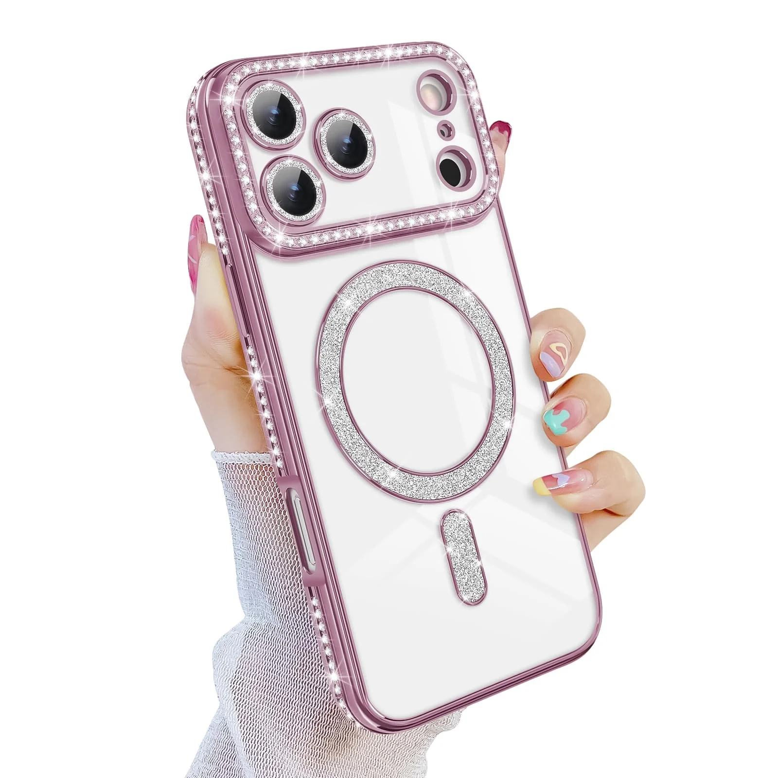 DL3 Mobilak MagSafe-Compatible Magnetic Case for iPhone 17 Pro with Camera Protection and Magnetic Car-Mount Support - Pink