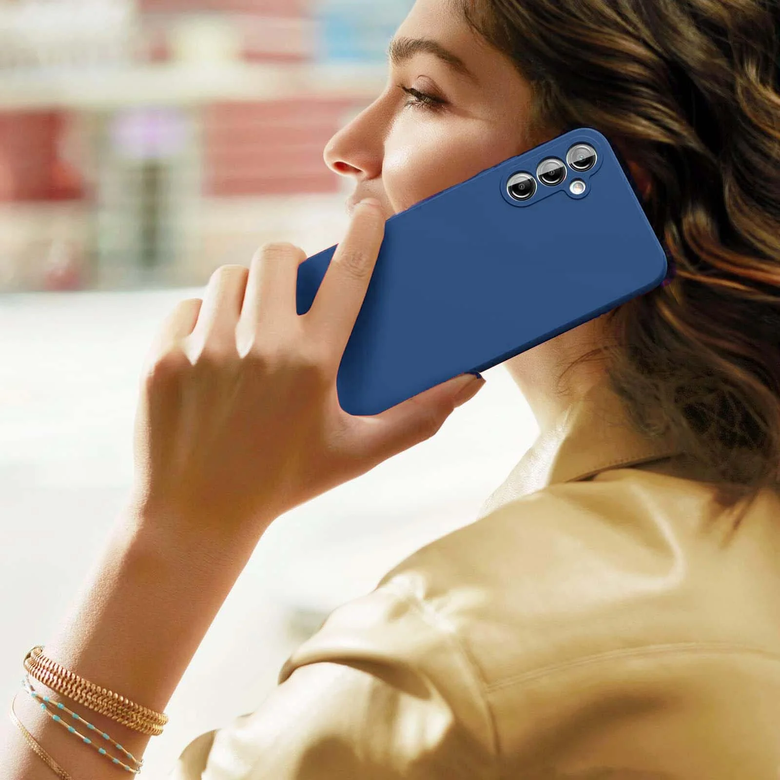DL3 Mobilak Samsung Galaxy S23 FE Case, Soft Flexible Liquid Silicone Gel Rubber Bumper Cover, Full Body Shockproof Protective Phone Case - Blue