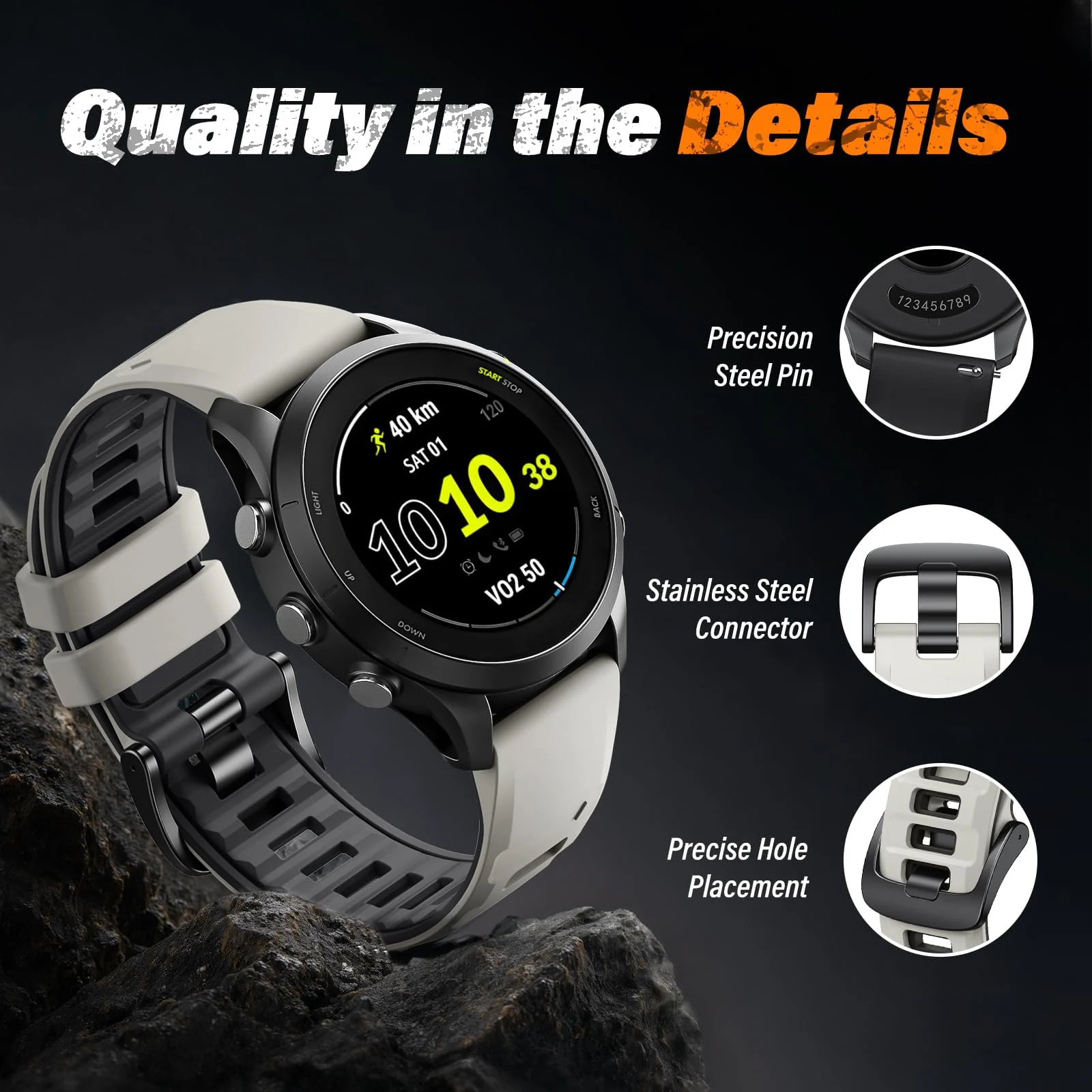 DL3 Mobilak Silicone Sport Band 22MM Strap For Xiaomi Redmi Watch 5 Active/5 Lite/Samsung Galaxy Watch 46mm/Watch 3 45mm/Gear S3/Huawei watch GT5 GT4 46MM/GT2E/GT3 Pro/GT 5 Pro - Misty Gray/dark Gray