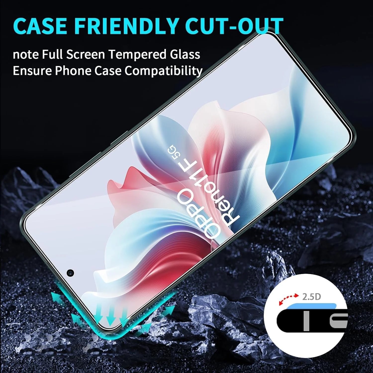 DL3 Mobilak 5D Full Glass Screen Protector For OPPO Reno 11F Black Frame - Clear
