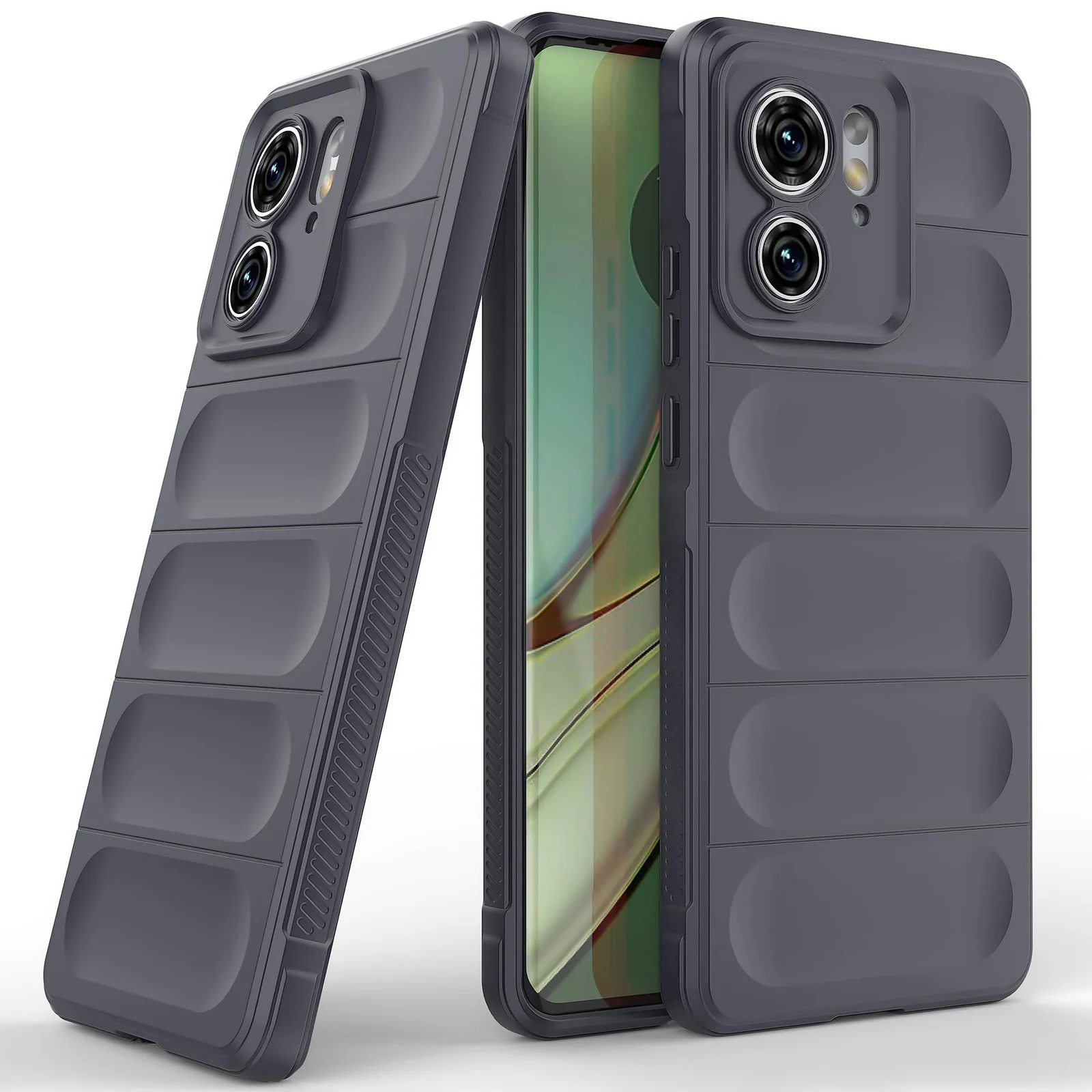 DL3 Mobilak Soft Silicone Protective Case for Motorola Edge 40 5G with Camera Protection and Shockproof Design - Dark Gray