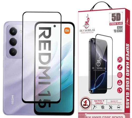 DL3 Mobilak for Xiaomi Redmi 15 4G / 5G Tempered Glass Screen Protector, 9H Hardness Anti-Scratch Tempered Glass flim, Case Friendly, Anti-Scratch - Clear