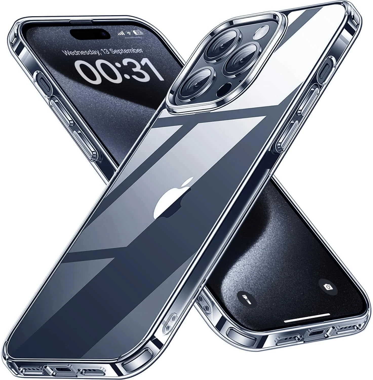 DL3 Mobilak Case Compatible with iPhone 15 Pro Max Case Crystal Soft TPU Gel Case Flexible Silicone Anti-Scratch TPU Cover - Clear
