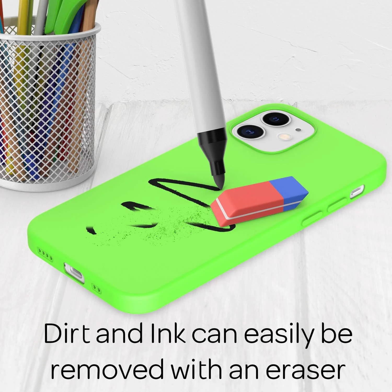 DL3 Mobilak Liquid Silicone Case for iPhone 11 (6.1 Inch), Shock-absorbing protection, Scratch-resistant surface, Soft microfiber lining - Neon Green