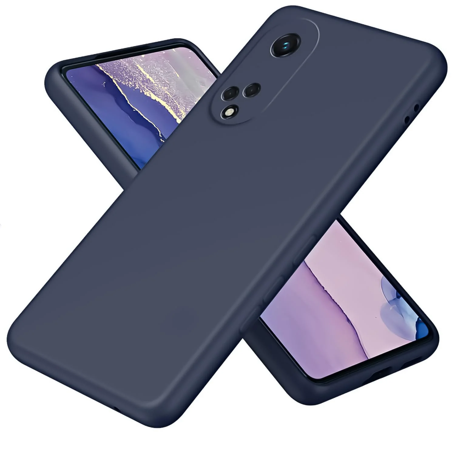 DL3 Mobilak Liquid Silicone Protective Case for OPPO Reno 8T 5G / OPPO A1 Pro with Microfiber Lining and Shockproof Design - Midnight Blue