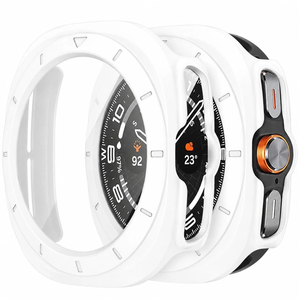 DL3 MOBILAK Full-Coverage Watch Case with Tempered Glass for Samsung Galaxy Watch Ultra 2025 / Galaxy Watch 7 Ultra 2024 47 mm, White