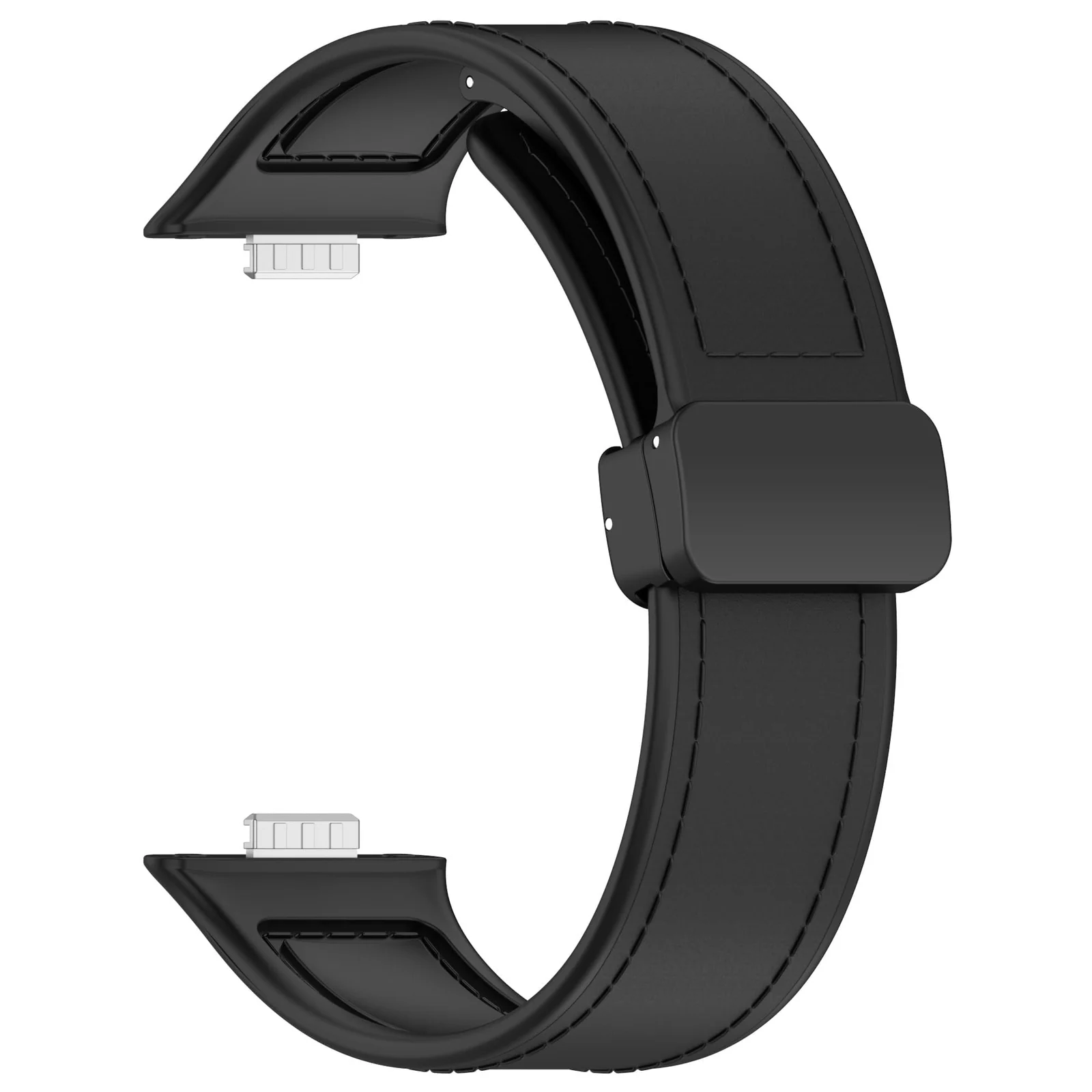 DL3 Mobilak Compatible with Huawei Watch Fit 5 / Fit 5 Pro / Fit4 / 4 Pro/Fit 3 Strap for Women Men, Soft Flexible Leather Silicone Hybrid Sport Wristband Magnetic Buckle Bracelet Replacement Strap - Black