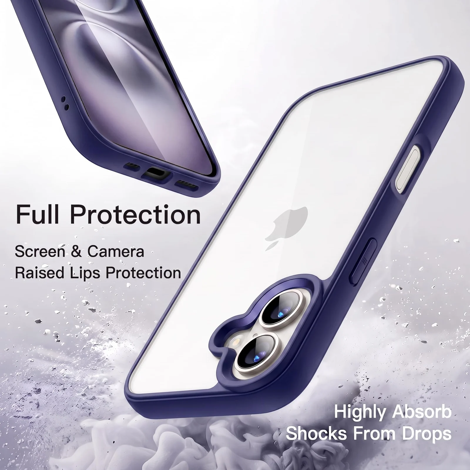 DL3 Mobilak Case For iPhone 17 6.3-Inch, Crystal Clear Case [Not Yellowing] [Military Grade Drop Protection] Shockproof Protective Transparent Protective Slim Cover - Navy Blue