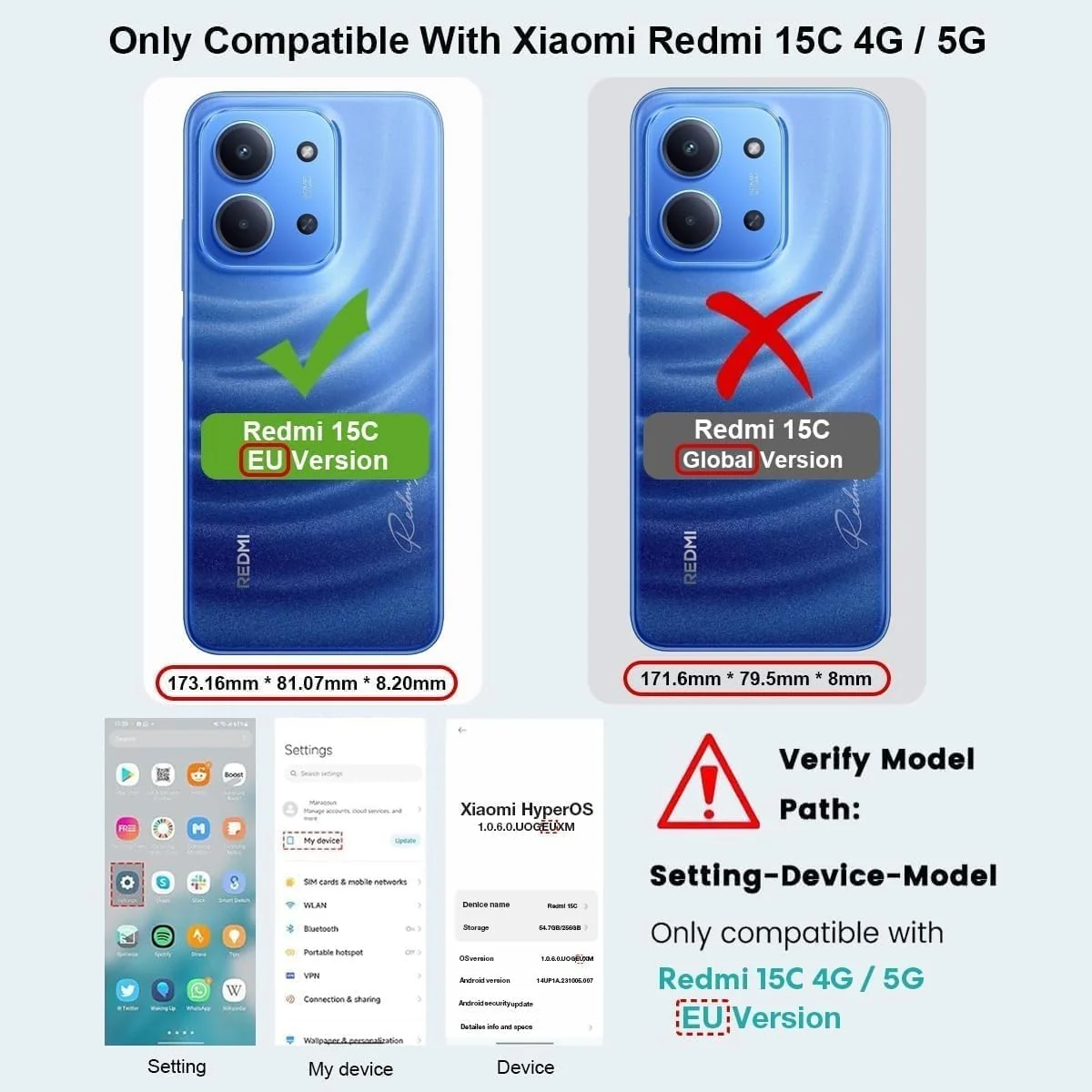 DL3 Mobilak for Xiaomi Redmi 15C 4G/5G(173) Case [Compatible with MagSafe] [Strong Magnet] [Non-Yellowing] Magnetic Slim Thin Bumper Phone Cover, Lightweight, and Durable - Clear