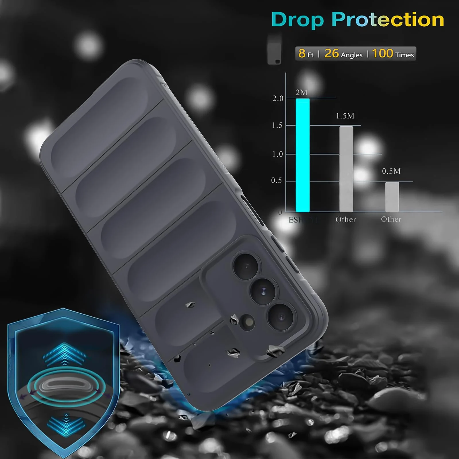DL3 Mobilak Rugged Protective Case for Samsung Galaxy A26, Camera protection, Shock-absorbing protection, Non-slip grip - Dark Gray