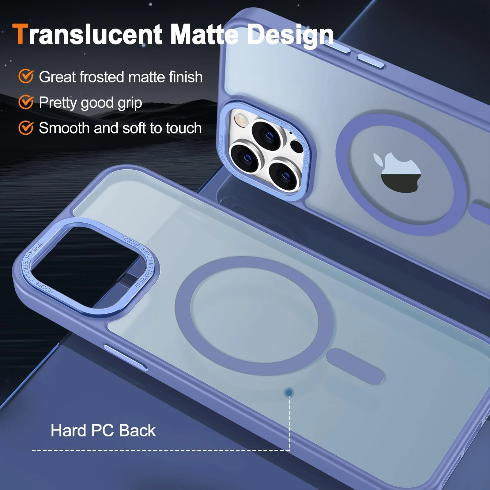 DL3 Mobilak Case for iPhone 15 Pro 6.1-Inch Magnetic Translucent Matte Phone Cases [Compatible with MagSafe] Thin Slim Fit Shockproof Hard Protective Cover for Women Men Girls - Baby Blue