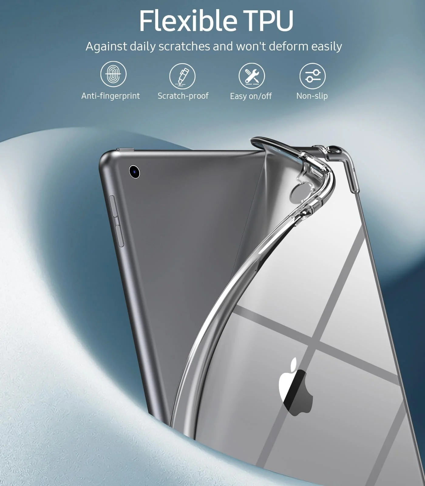DL3 Mobilak Transparent Case For iPad 9/8/7 (10.2-Inch, 2021/2020/2019 Model, 9th/8th/7th Generation), Ultra Thin Silicone Shockproof Back Shell HD Transparent TPU Protective Cover - Clear