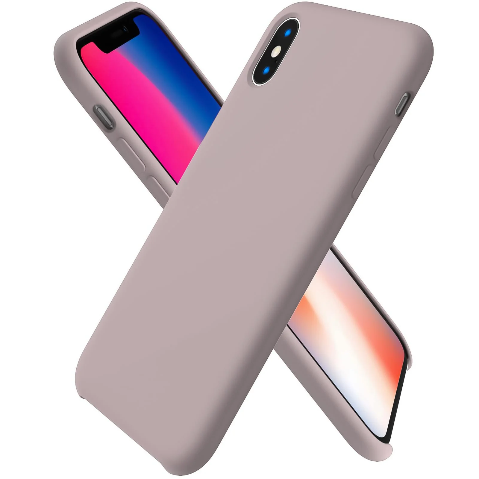 DL3 Mobilak Liquid Silicone Case for iPhone X / iPhone XS, Shock-absorbing protection, Scratch-resistant surface, Soft microfiber lining - Chalk Pink