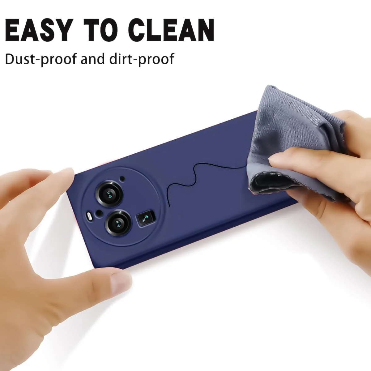 DL3 Mobilak Liquid Silicone Protective Case with Soft Microfiber Lining with Full Camera Protection for OPPO Find X6 Pro - Blue 2