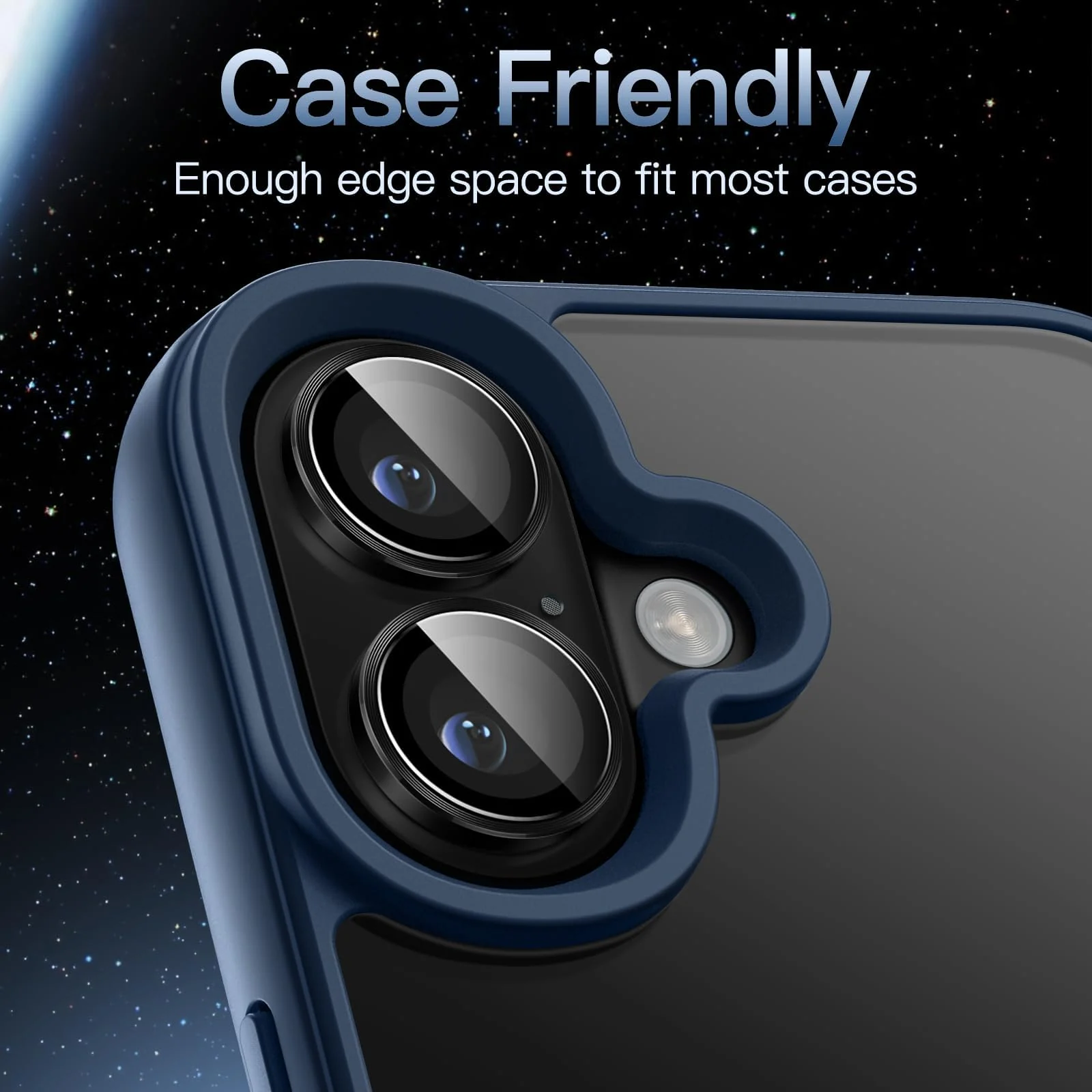 DL3 Mobilak Camera Lens Protector For iPhone 16/iPhone 16+ Plus, [Keep Original Shooting] Tempered Glass Screen Protector Metal Individual Camera Cover, Case Friendly - Black