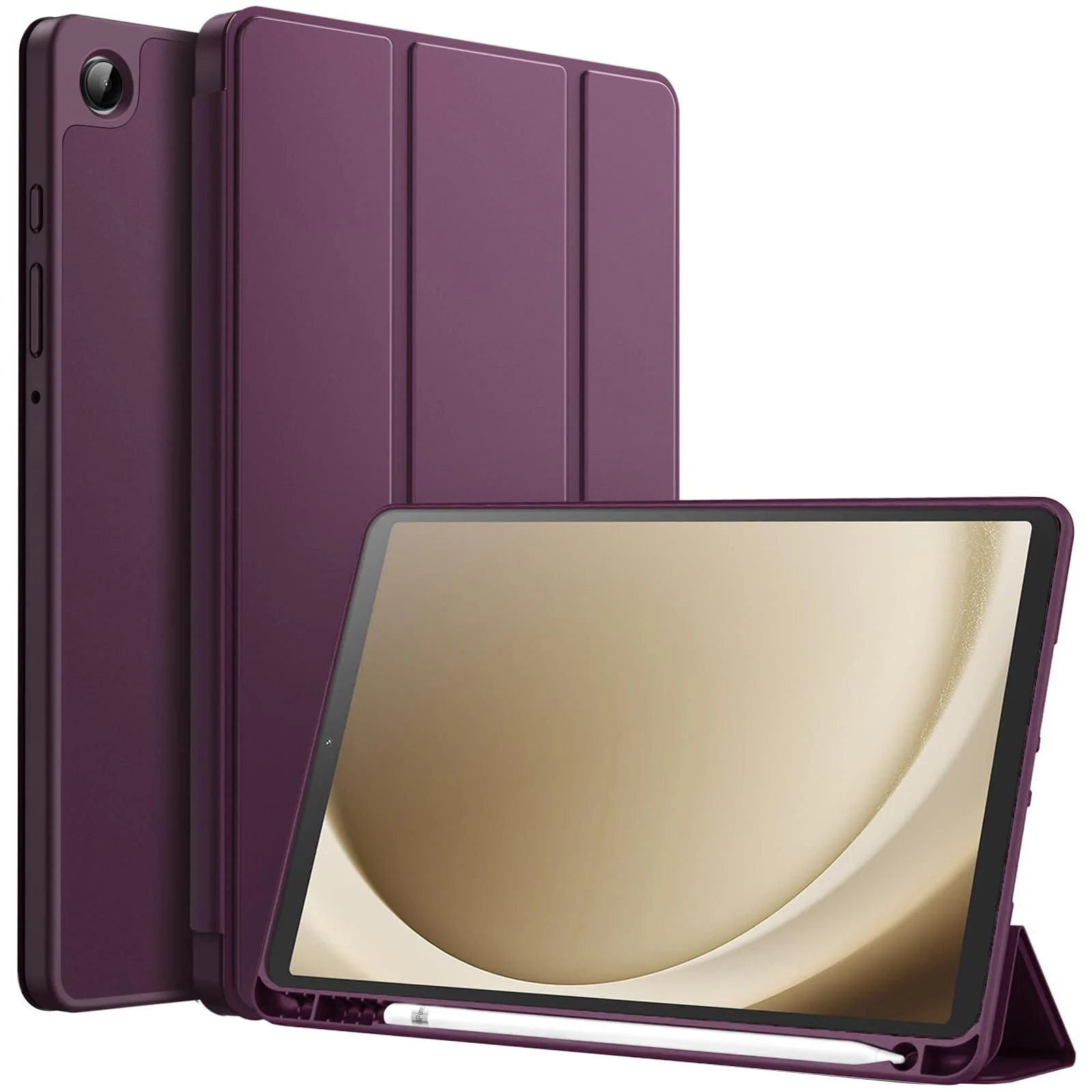 DL3 Mobilak Samsung Galaxy Tab A9 Cover Case 8.7 inch Tablet Cover [SM-X110/X115/X117] Case with Pen Holder, Soft TPU Back Trifold Stand Protective Smart Cover Flip, Auto Wake&Sleep - Wine Red