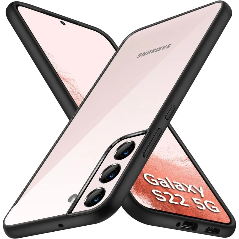 DL3 Mobilak Case Compatible With Samsung Galaxy S22, Clear Case Shockproof Hard PC +Soft Silicone [Not Yellowing] Transparent Protective Slim Case Phone - Black