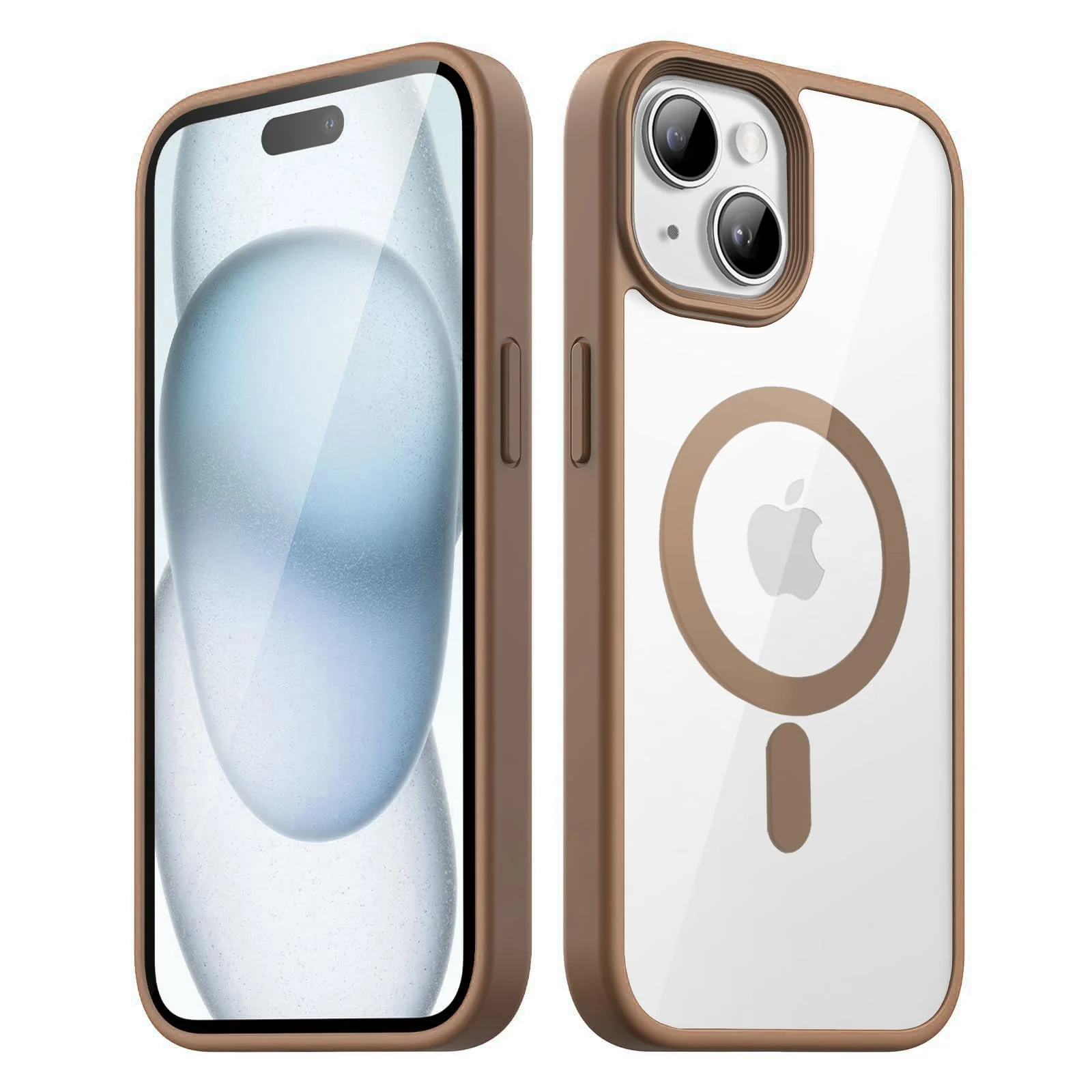 DL3 Mobilak Clear MagSafe-Compatible Magnetic Case for iPhone 13, iPhone 14 with Camera Protection and Shockproof Design - Desert Brown