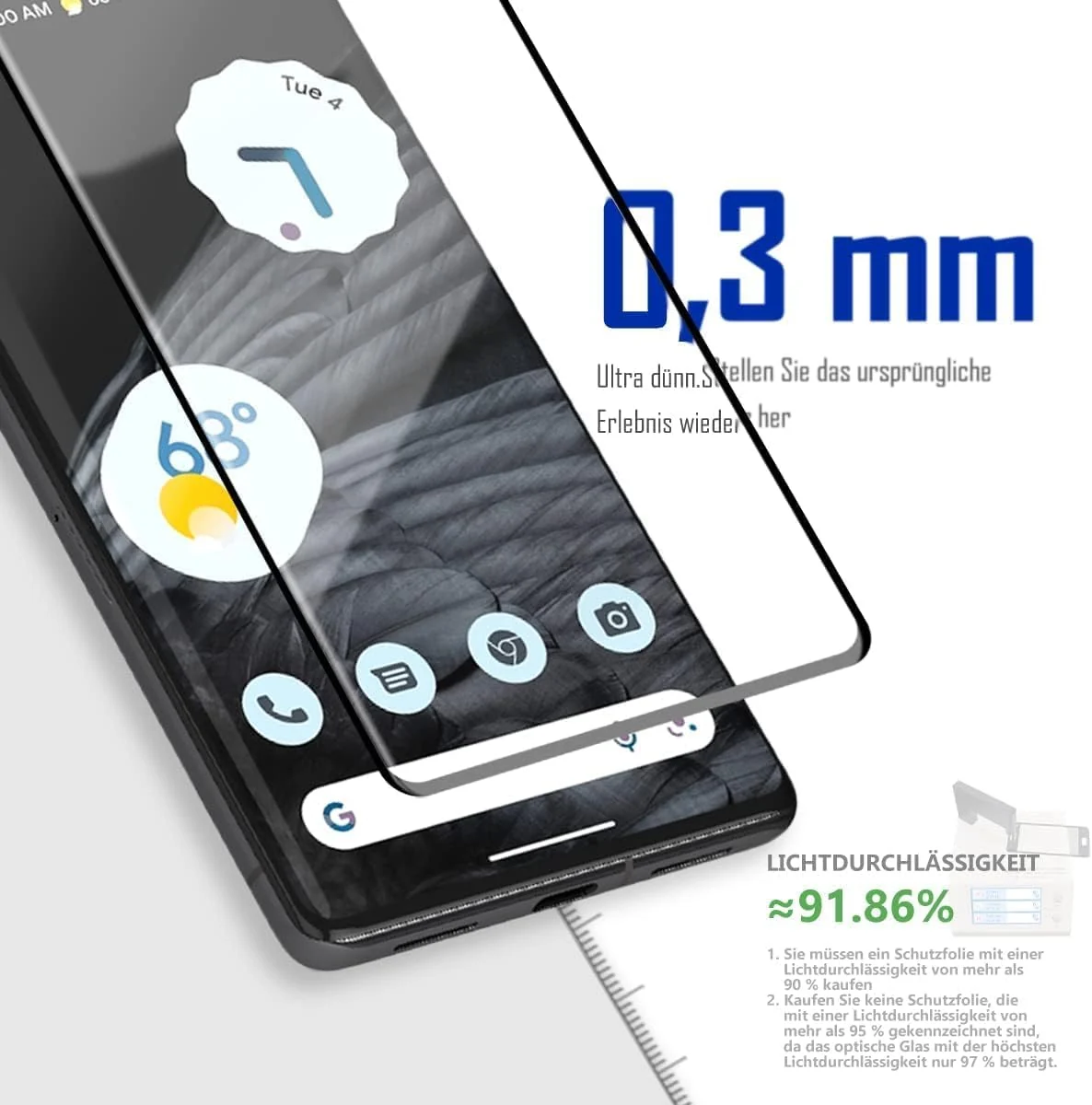 DL3 Mobilak Screen Protector for Google Pixel 7 Pro, Tempered Glass Screen Saver Premium HD Protective, Scratch Resistant, NO-Bubble, 9H Hardness, Full Coverage Film - Clear