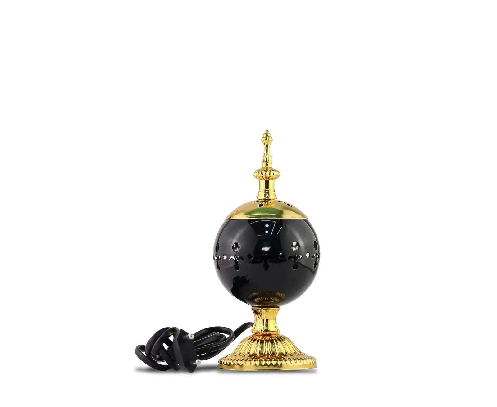 Mobigon Arabian Electric Incense Burners metal Vintage Arabic Burner, Middle Eastern Incense Holder- Electric Incense Burner Bakhoor Suitable For Arabian Oud, Home, Hotel Decor - C. Black&Gold