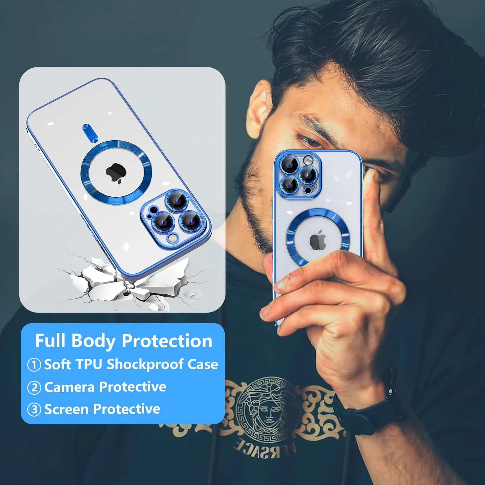 DL3 Mobilak Clear MagSafe-Compatible Magnetic Case for iPhone 11 Pro Max (6.5 Inch) with Camera Protection - Blue