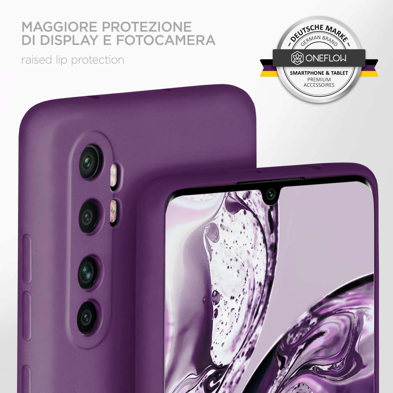 DL3 Mobilak Xiaomi Mi Note 10 Lite Case, Soft Flexible Silicone Gel Rubber Bumper Cover, Full Body Shockproof Protective Phone Case - Violet