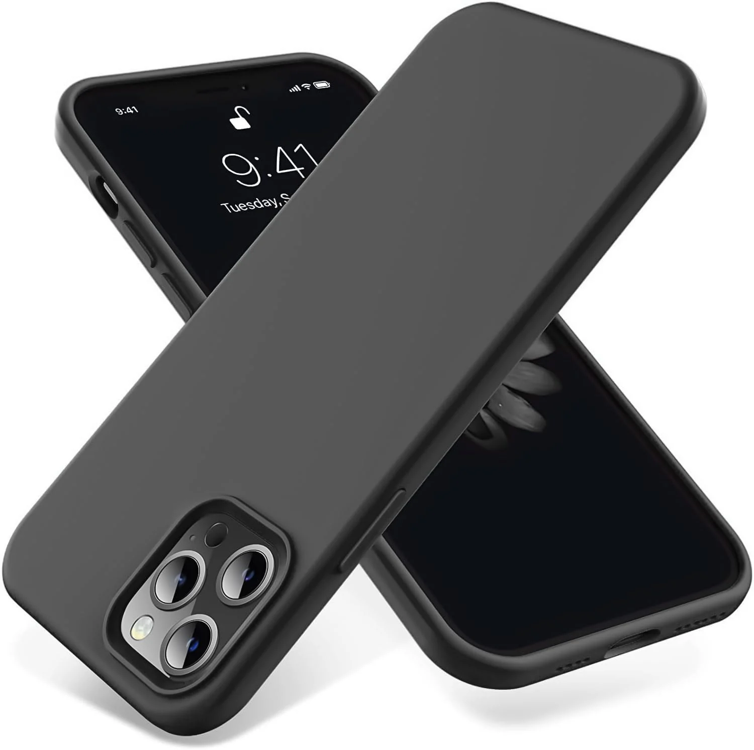 DL3 Mobilak Liquid Silicone Case for iPhone 14 Pro (6.1 Inch), Shock-absorbing protection, Scratch-resistant surface, Soft microfiber lining - Dark Gray