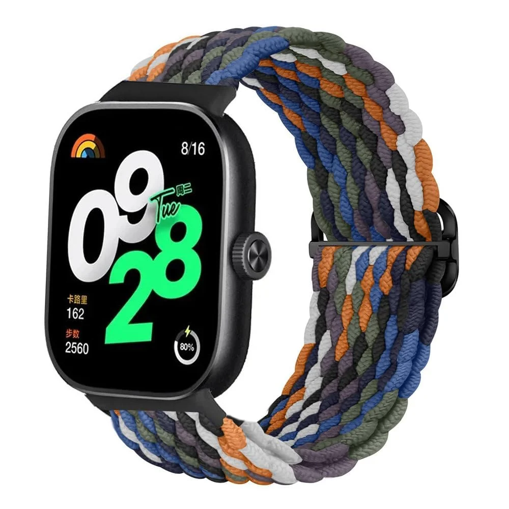 DL3 Mobilak Braided Band For Redmi 4/5 / 6 / Xiaomi Smart Band 8 Pro/Band 9 Pro for Women Men, Adjustable Braided Bands Straps Elastics Sport Wristband Nylon Strap - Denim Colorful