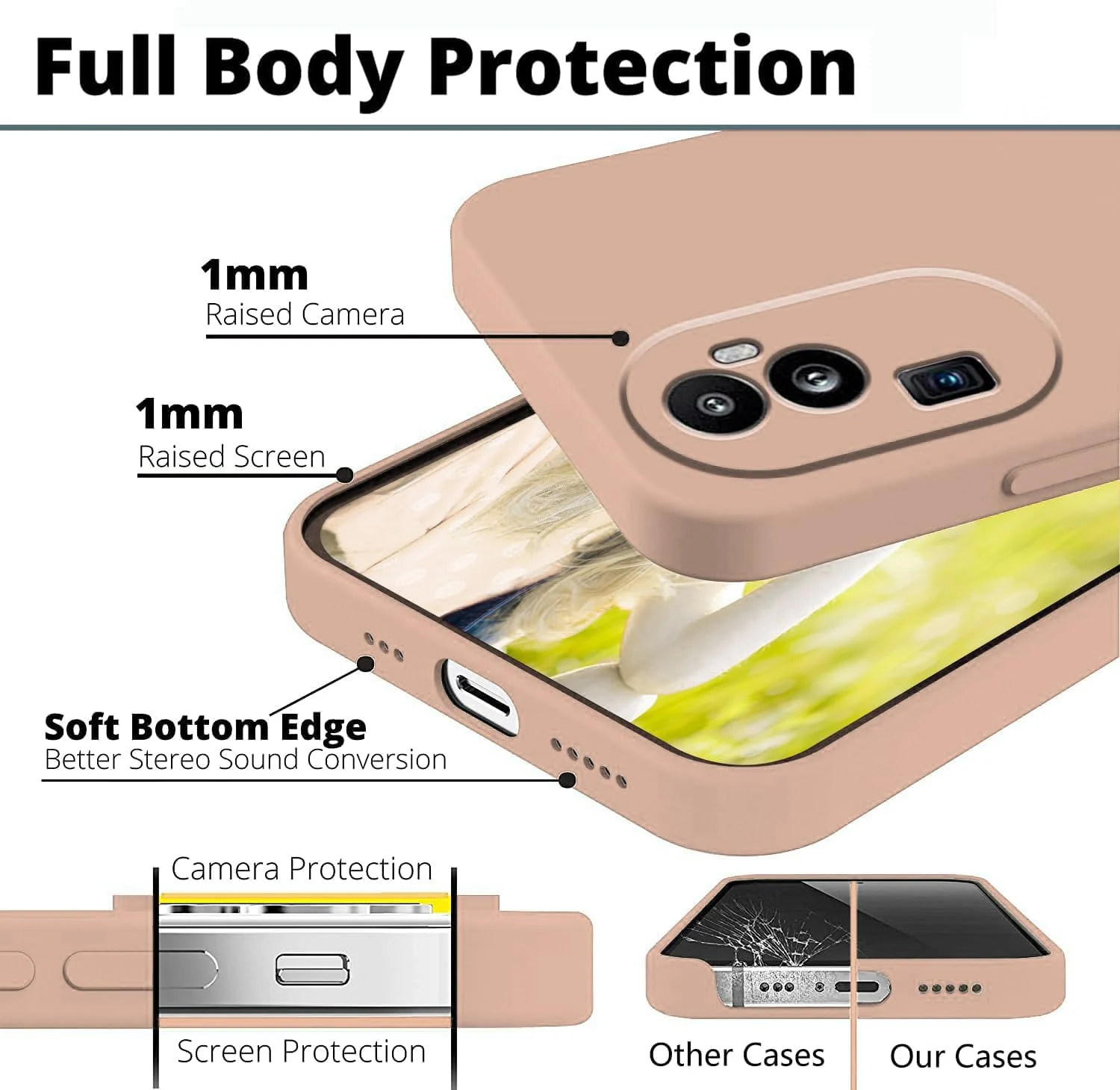 DL3 Mobilak Liquid Silicone Protective Case with Soft Microfiber Lining with Full Camera Protection for OPPO Reno 10 Pro+ Plus 5G - Light Orange
