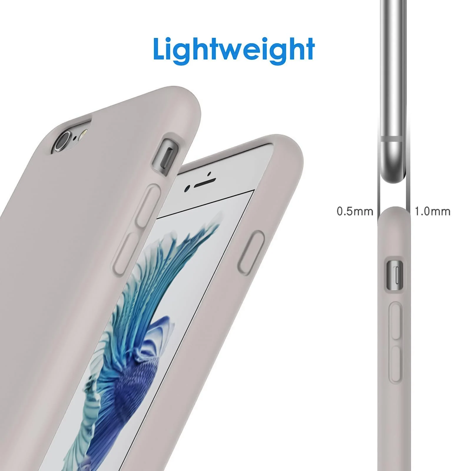 DL3 Mobilak Compatible with iPhone 6 / 6S Case, Liquid Silicone Case, Full Body Protective Cover, Shockproof, Slim Phone Case, Anti-Scratch Soft Microfiber Lining - Stone