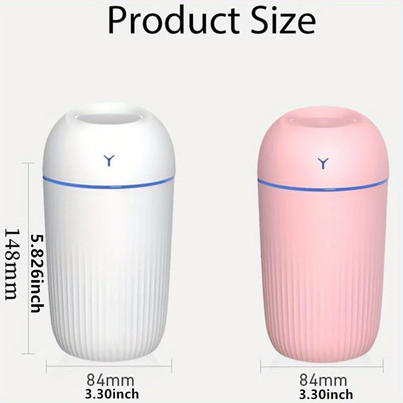 Mobigon Wood Cool Mist Ultrasonic Humidifier for Room Moisture, Aroma Diffuser for Home, 400ml Essential Oil Diffuser with 7 Colorful Night Light, Auto Shut-Off, Home, Office - Pink