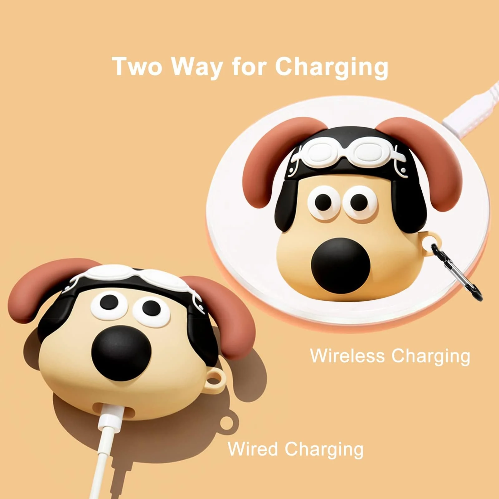 DL3 Mobilak AirPods 3 Case Soft Silicone Shockproof Cover for Apple AirPods 3rd, New 3D Cute Cartoon Creative Fun Case Skin with Keychain Design for Air pods 3rd Charging Case - Dog Black Brown