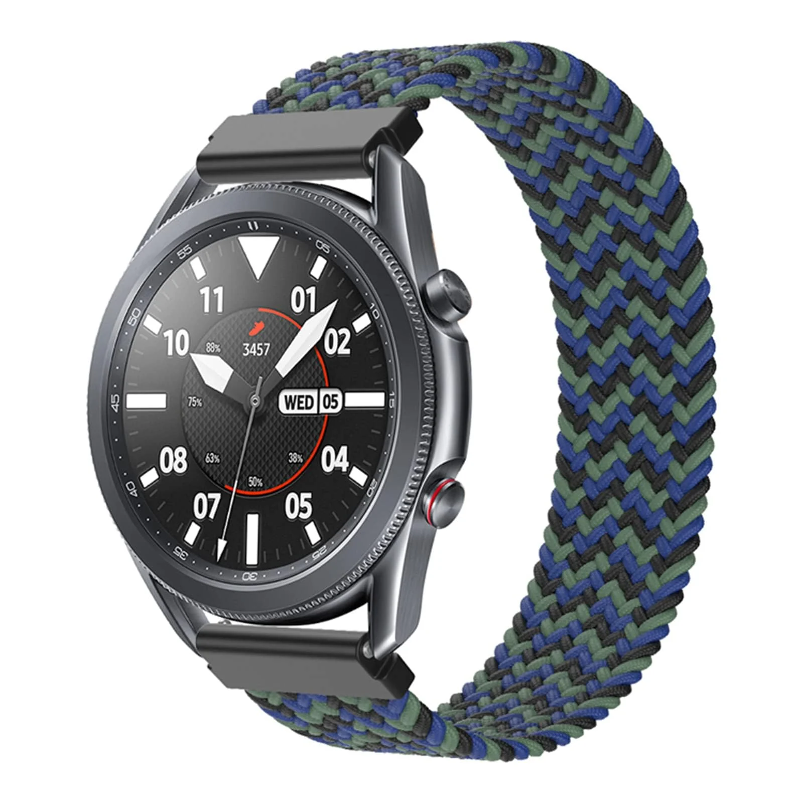 DL3 Mobilak Band 22MM Nylon Braided Solo Loop Strap For Samsung galaxy watch3 45mm/galaxy 46mm/Gear S3/Huawei watch GT3 46MM/GT2E/GT2 Pro/GT GT2 46MM/Amazfit GTR 2/2e/3/4 (Small) - Black Blue Green