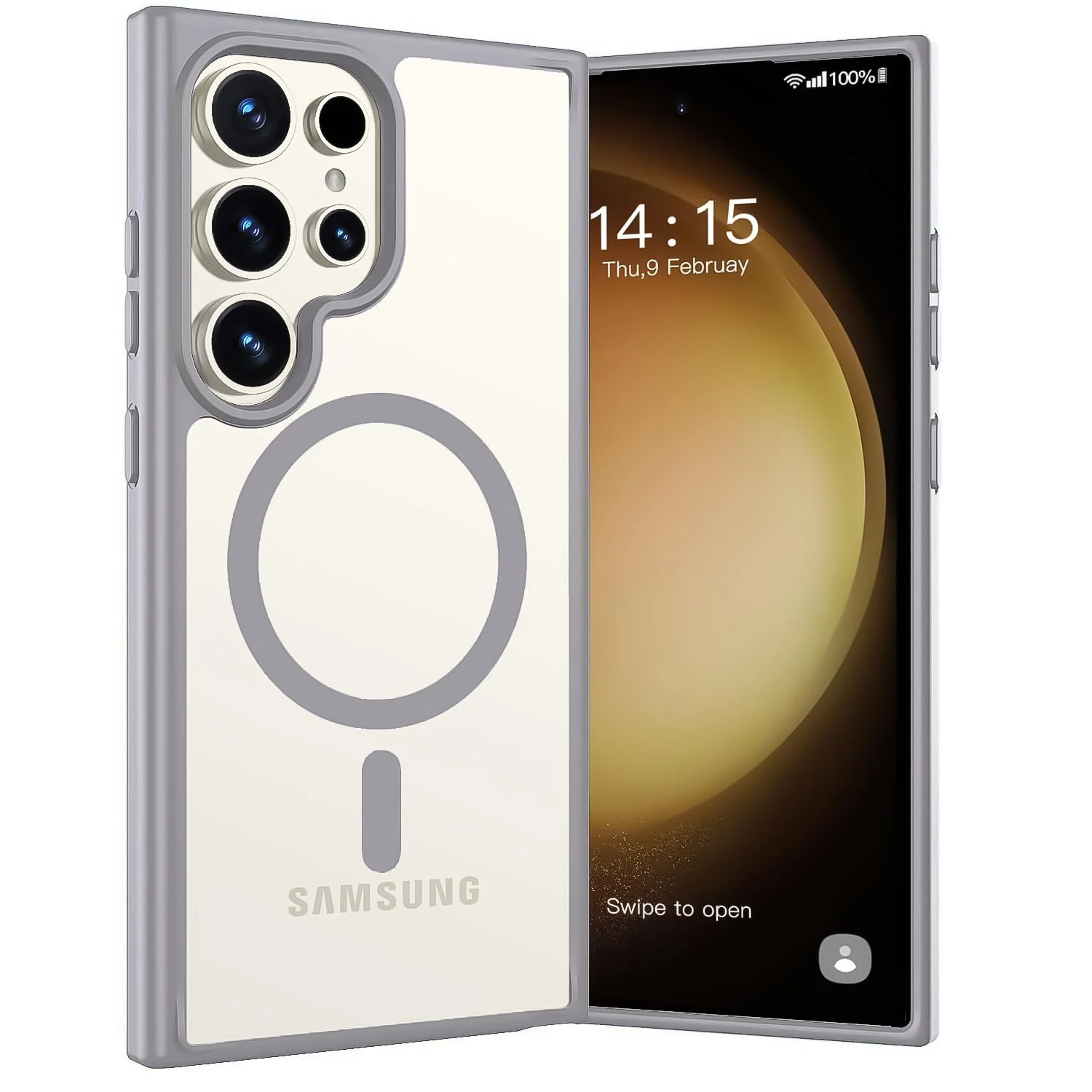 DL3 Mobilak Clear TPU Case for Samsung Galaxy S24 Ultra, Compatible with MagSafe accessories, Camera protection, Shock-absorbing protection - Titanium
