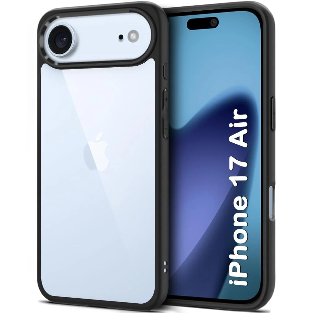 DL3 Mobilak Clear TPU Case for iPhone 17 Air 6.5-Inch, Supports wireless charging, Shock-absorbing protection, Anti-fingerprint finish - Black