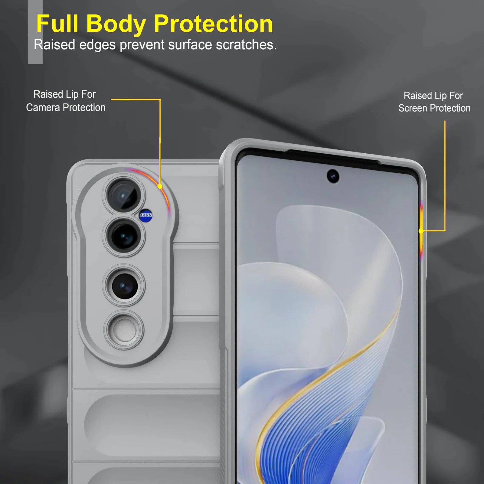 DL3 Mobilak Silicone Case for Vivo V40 5G / Vivo V40 Pro 5G Heavy Duty Protective [Slim Fit] Shockproof Soft Flexible Protective Design Shock-Absorption TPU Cover With Camera Protection - Gray