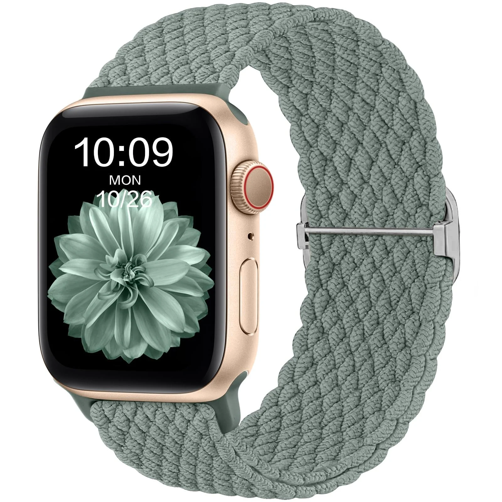 DL3 Mobilak Stretchy Nylon Solo Loop Strap For Apple Watch Band 40mm 41mm 38mm 42mm(Series 11 10) for Women Men, Sport Breathable Braided Wristband for iWatch Series 11 10 9 8 7 6 5 4 SE - Green