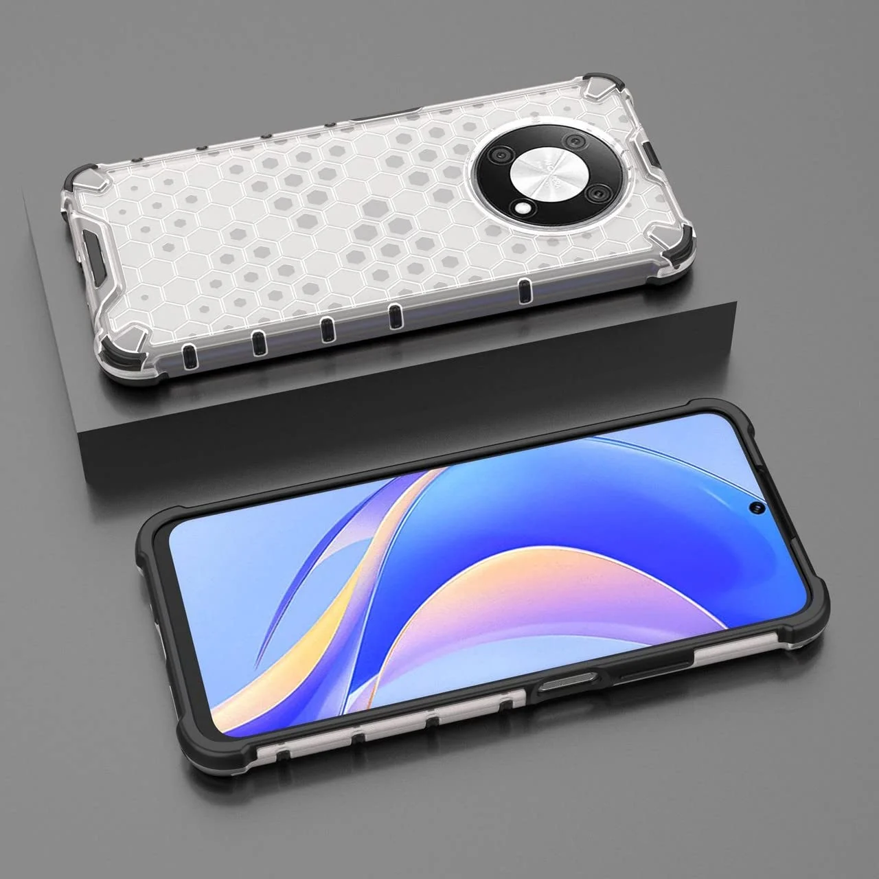 DL3 Mobilak Honeycomb Protective Case for Huawei Nova Y90 / Enjoy 50 Pro, Shock-absorbing protection, Transparent design, Slim, lightweight profile - Clear
