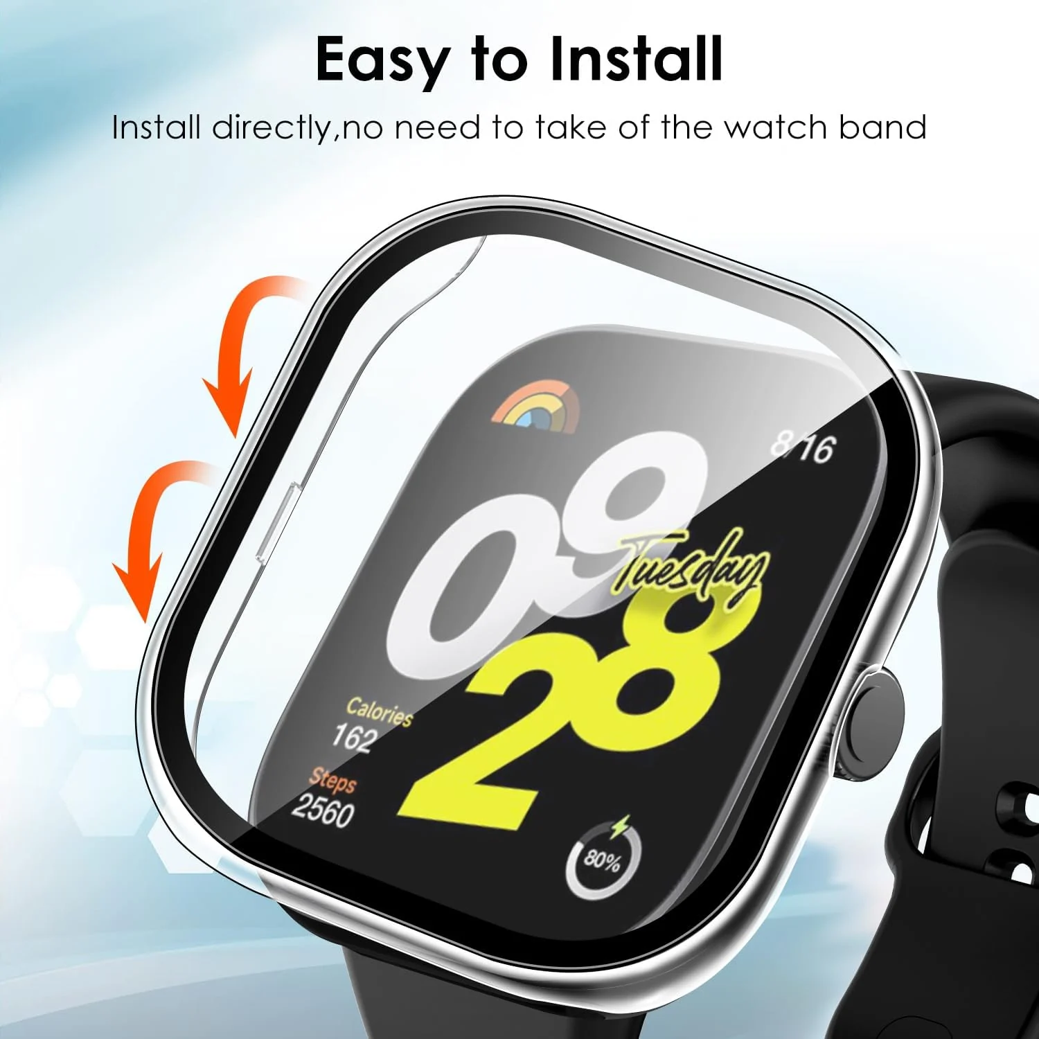 DL3 Mobilak For Xiaomi Redmi Watch 4 Case with Tempered Glass Screen Protector for xiaomi redmi Watch 4, 9H Hardness 360° All-Round Protective Ultra Thin Protective PC Case - Clear