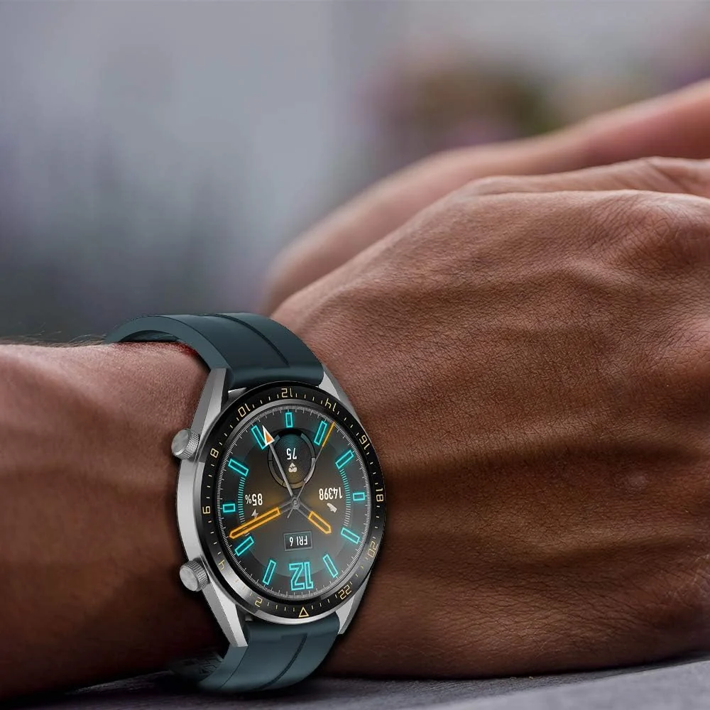 DL3 Mobilak Strap Silicone Band 22MM For Samsung galaxy watch 3 45mm /watch 46mm/Gear S3/Huawei watch GT3 46MM/GT2E/GT 46mm/GT2 Pro/GT2 46MM/honor Magic Watch2 46mm/Amazfit GTR4/GTR3/2/2e - Dark Green