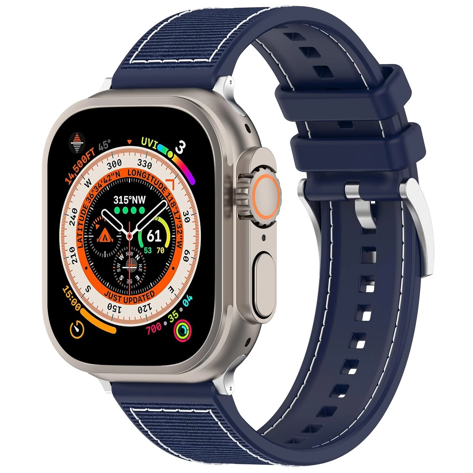 DL3 Mobilak Sport Silicone Nylon Band Designed for Apple Watch Band 49mm 46mm 45mm 44mm 42mm for Men Women, Waterproof Soft Replacement Strap for iWatch Ultra2 Ultra SE SE2 Series 10 9 8 7 6 5 4 3 2 1 - Blue