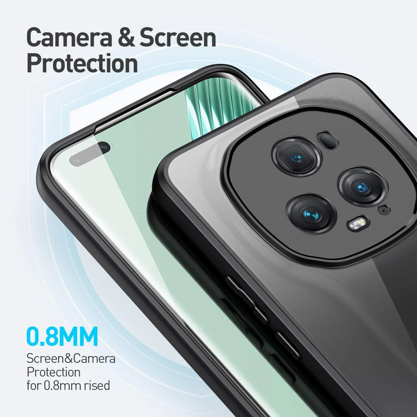 DL3 Mobilak Clear PC and TPU Protective Case for Honor Magic 5 Pro with Camera Protection and Military-Grade Protection - Black