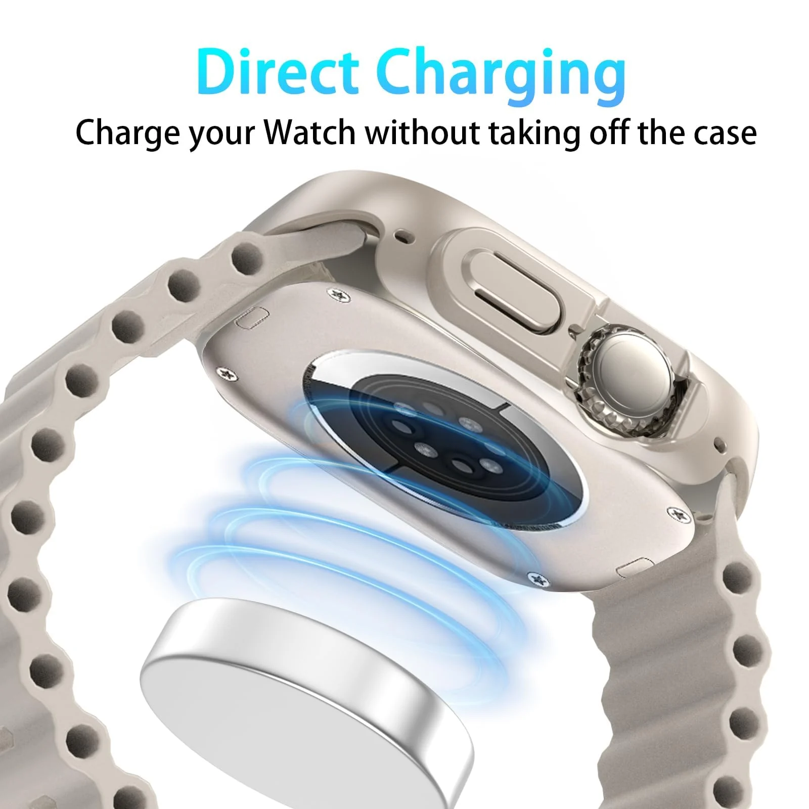 DL3 MOBILAK Full-Coverage Watch Case with Tempered Glass for Apple Watch Ultra 1 and 2 49MM - Starlight