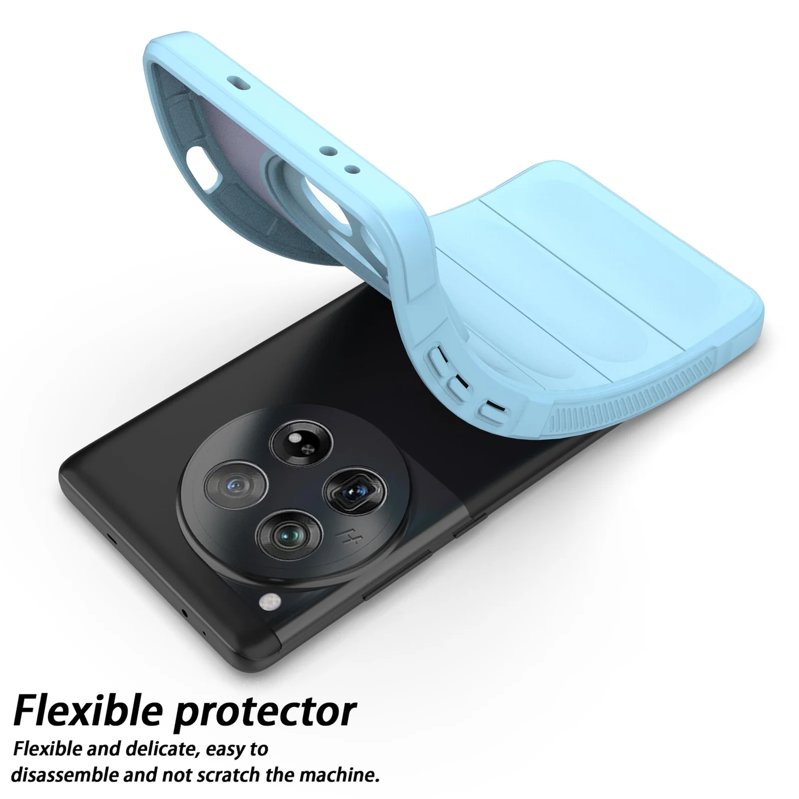 DL3 Mobilak Flexible Silicone and TPU Protective Case with Camera Protection for Oneplus 12R 5G / Oneplus Ace 3 - Baby Blue