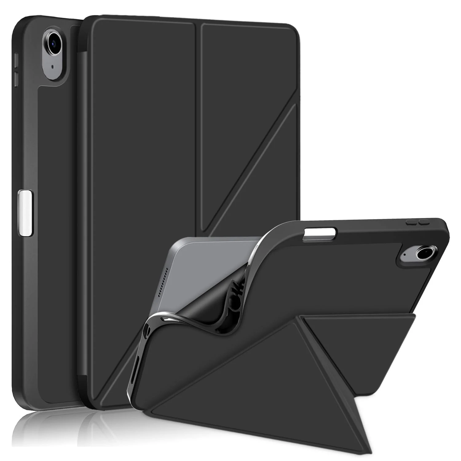 DL3 Mobilak Compatible with iPad Air 5/4 (2022/2020 5th/4th Generation 10.9-Inch) Case, Smart Stand, Pencil Holder, Shockproof Slim Lightweight Leather Cover, Modern Abstract Design - Black