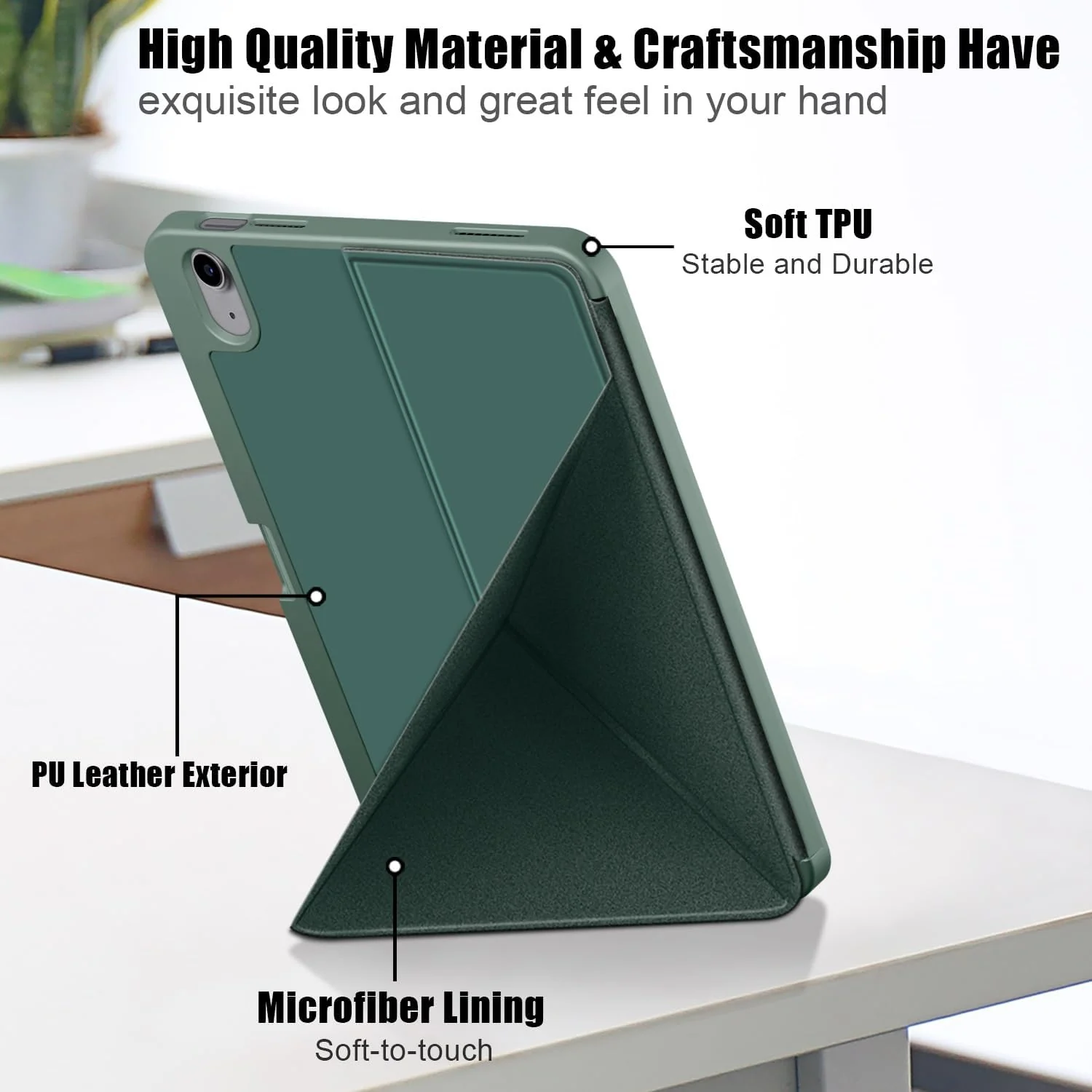 DL3 Mobilak Compatible with iPad 10.2-Inch (9th/8th/7th Generation, 2021/2020/2019) Case, Smart Stand, Pencil Holder, Shockproof Slim Lightweight Leather Cover, Modern Abstract Design - Green