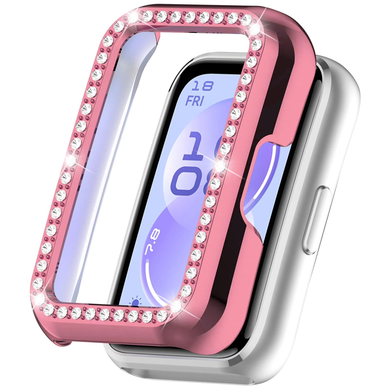 MOBIGON Crystal Bling PC Frame Case for Huawei Band 11, Pink