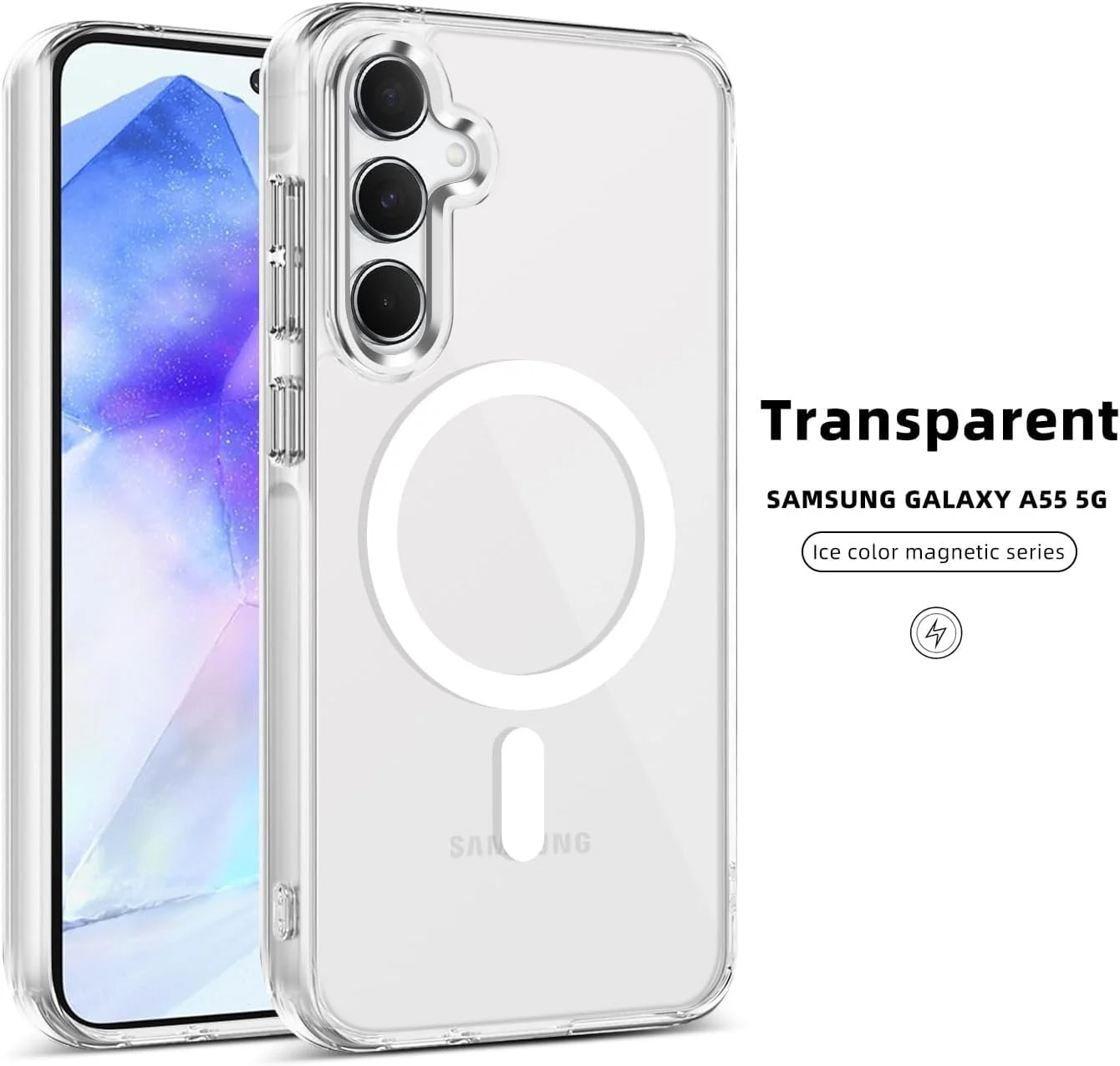 DL3 Mobilak for Samsung Galaxy A55 5G Case [Compatible with MagSafe] Slim Magnetic Bumper Case - Clear