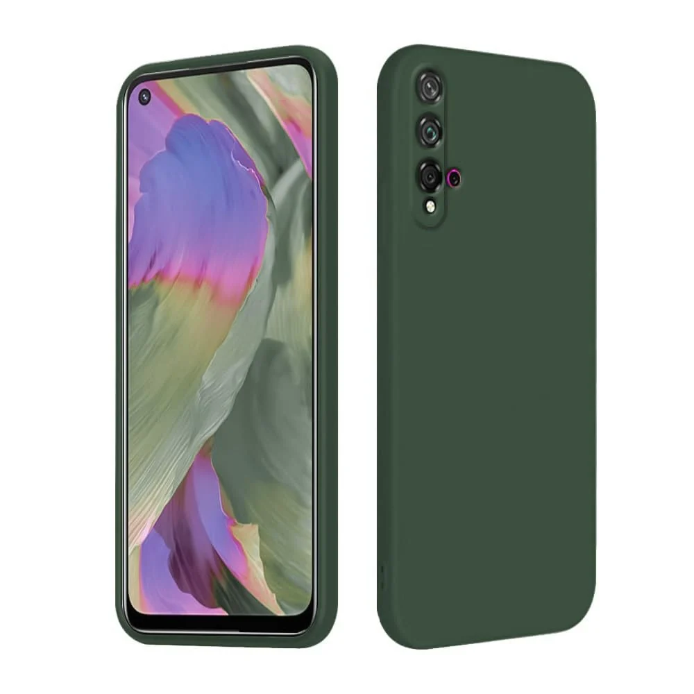 DL3 Mobilak Liquid Silicone Case for Huawei nova 5T, Shock-absorbing protection, Scratch-resistant surface, Soft microfiber lining - Green