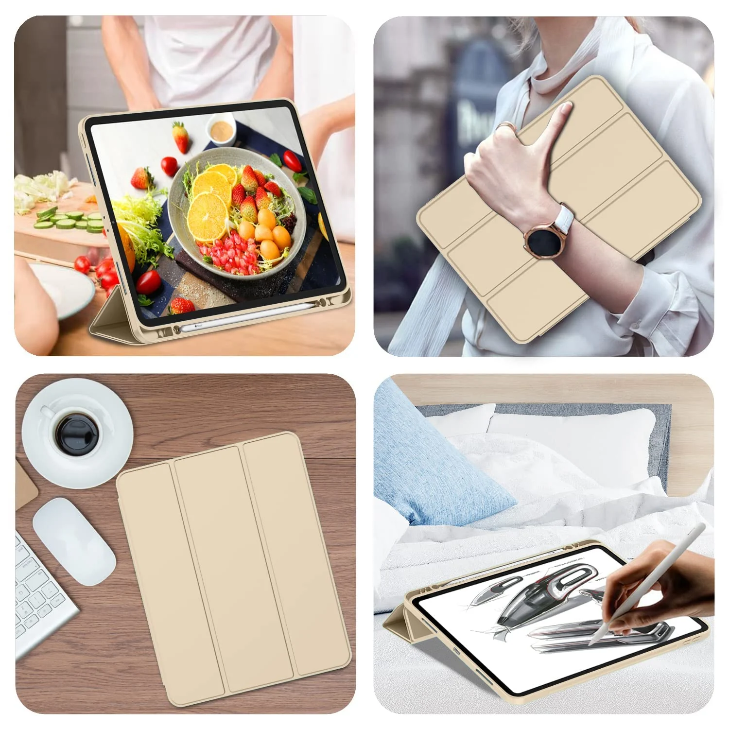 DL3 Mobilak iPad Pro 11 Inch Case 2022(4th Gen)/2021(3rd Gen)/2020(2nd Gen) with Pencil Holder, Smart iPad Case [Support Touch ID and Auto Wake/Sleep] with Auto 2nd Gen Pencil Charging - Gold